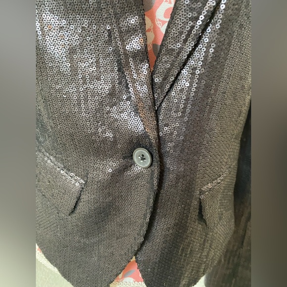 Free People HOLIDAY Sequin Black Blazer Jacket - Picture 5 of 5
